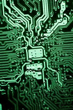 Close up of Electronic Circuits in Technology on  Mainboard Foto stock