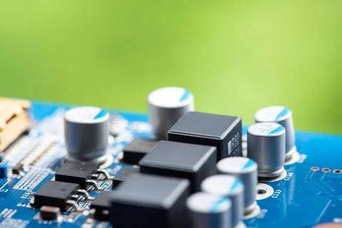 Close up of Electronic Circuits in Technology on  Mainboard Photos