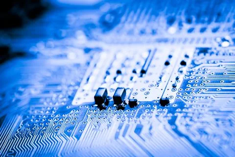 Close up of Electronic Circuits in Technology on  Mainboard Stockfoto's