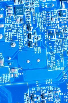 Close up of Electronic Circuits in Technology on  Mainboard Photos