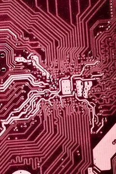 Close up of Electronic Circuits in Technology on  Mainboard Foto stock