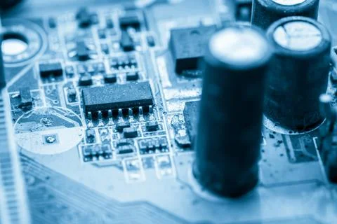 Close up of Electronic Circuits in Technology on  Mainboard Stock Photos