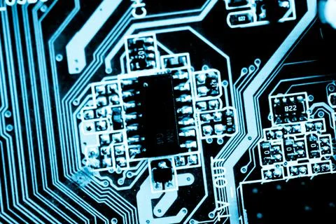 Close up of Electronic Circuits in Technology on  Mainboard Photos