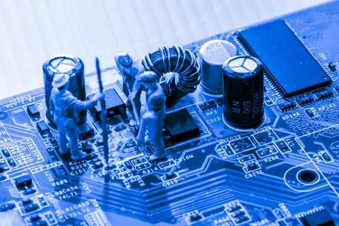 Close up of Electronic Circuits in Technology on  Mainboard Фото