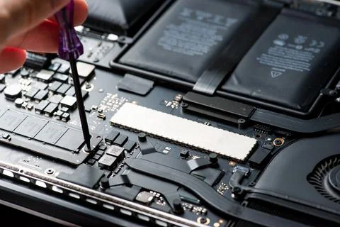 Close up of Electronic Circuits in Technology on  Mainboard Stock Photos