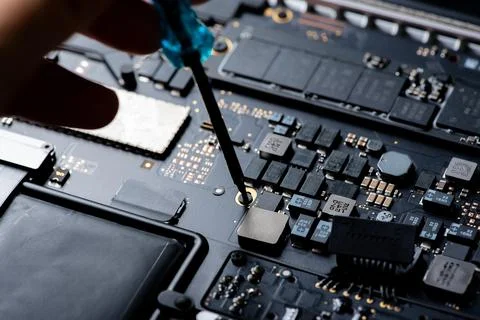 Close up of Electronic Circuits in Technology on  Mainboard Stock Photos