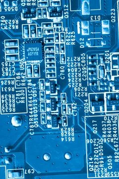 Close up of Electronic Circuits in Technology on  Mainboard 库存照片