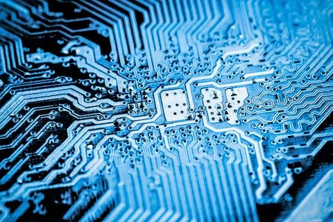 Close up of Electronic Circuits in Technology on  Mainboard 스톡 사진