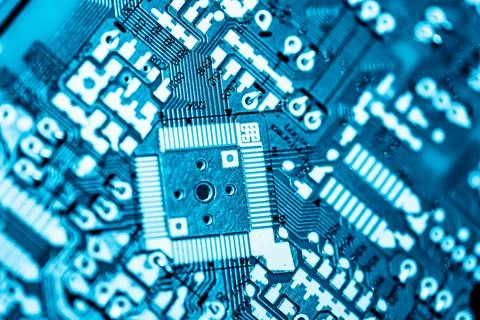 Close up of Electronic Circuits in Technology on  Mainboard Stockfoto's