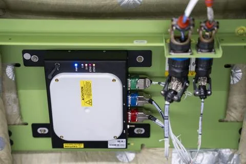 Close up of an Electronic component installed on a 787. Stock Photos