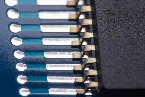 Close-up of electronic component with metallic pins Stock Photos