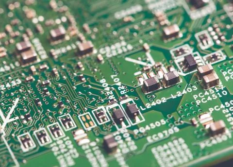 Close up of electronic components on the motherboard, microprocessor chip Stock Photos