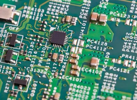 Close up of electronic components on the motherboard, microprocessor chip 写真素材