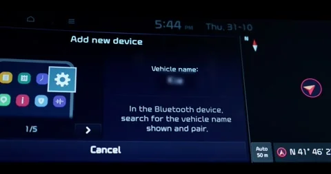 Close-up of an electronic dashboard in a modern car. multimedia touchscreen Stock Footage 304090520
