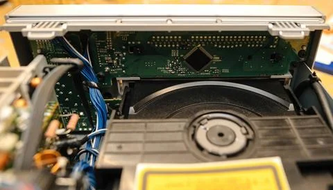 Close-Up of Electronic Device Internal Components Foto stock