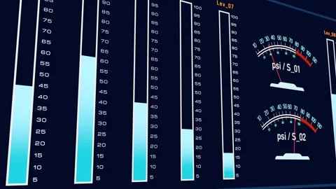 Close-up electronic display with bar graph, digital, measuring device. Stock Footage 316599352