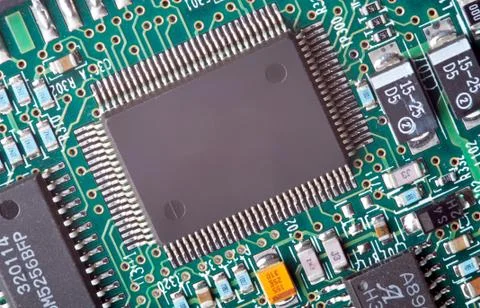 Close up of electronics computer chip 스톡 사진