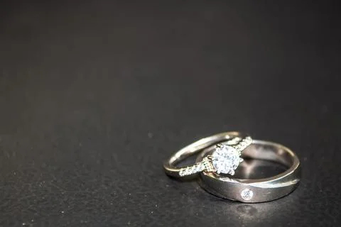 Close Up Elegant Diamond Wedding Ring Symbol of Love and Marriage Stock Photos