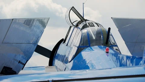 Close up of Element of Vintage War War 2 United States Warbird Airplan Stock Footage 304391984