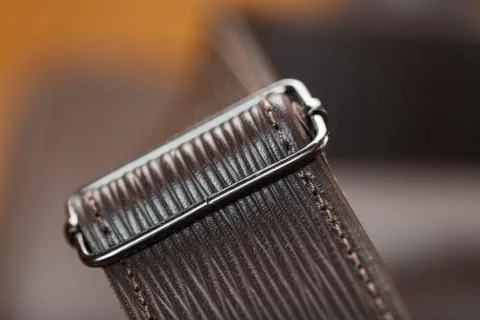 Close-up of the elements of the bag, backpack made of genuine leather with be Stock Photos