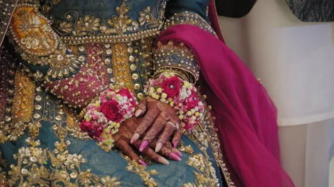 Close up of Elements of Beautiful woman dressed in traditional Indian hindu Video stock 260749051