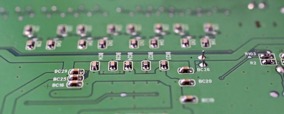 Close up of elements incorporated on circuit board Stock Photos