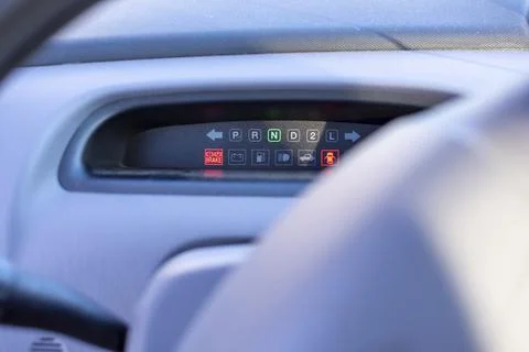 Close-up elements of the instrument panel made of gray plastic Stock Photos