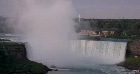 Close-up elevated view of the Horseshoe falls in the early morning Stock Footage 251289789