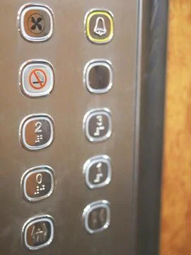Close up of elevator control panel buttons Stock Photos