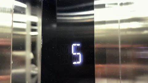 Close Up of Elevator Floor Display Showing Numbers during Rising up Stock Footage 343331124