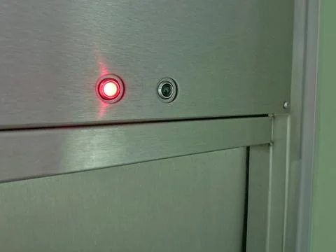 Close-up of Elevator Panel with Red Light and Camera Stock Photos