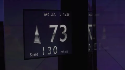 Close-up of an elevator screen with the floors rising at speed Video stock 301792597