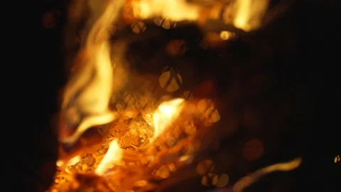 Close up ember exploding bokeh balls slow motion Stock Footage 171542664