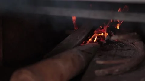 Close-up of the embers of a bonfire Stock Footage 249609377