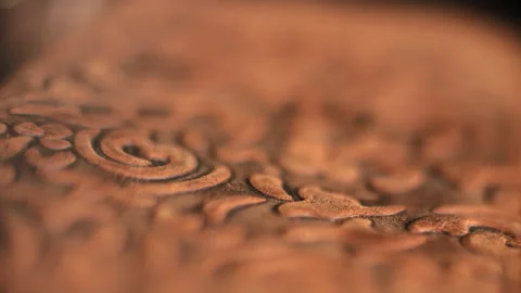 Close up of embossed leather texture with decorative pattern Stock Footage 319695734