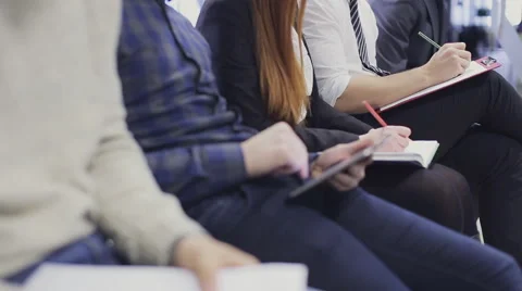 Close up on Employees at meeting writing down notes. steadycam shot Stock Footage 59826432