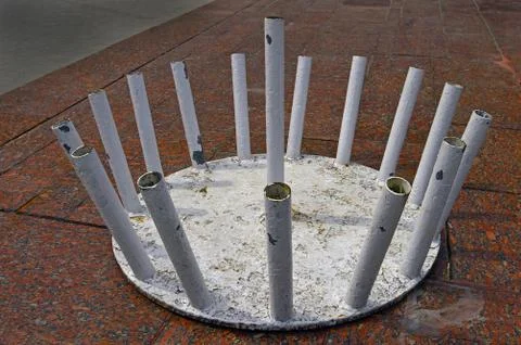 Close-up empty brackets for flags on various celebrations. Selective focus Stock Photos