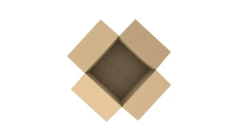 Close up empty Cardboard box opened top view side 库存插图