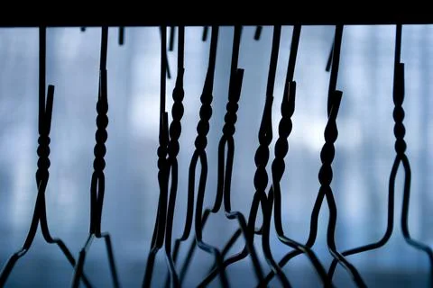 Close Up Empty Coat Hangers Stock Photos