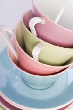 Close up of empty cup in stack Stock Photos