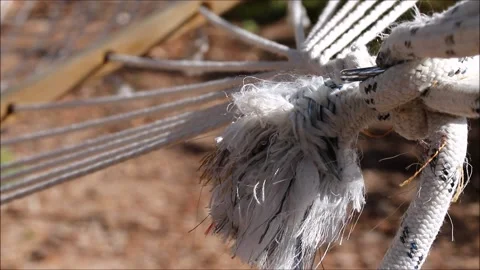 Close-up an empty hammock detail  in the garden Stock Footage 163740831