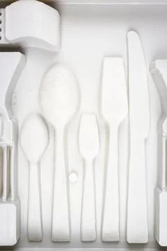 Close up of empty paper cutlery box Stock Photos