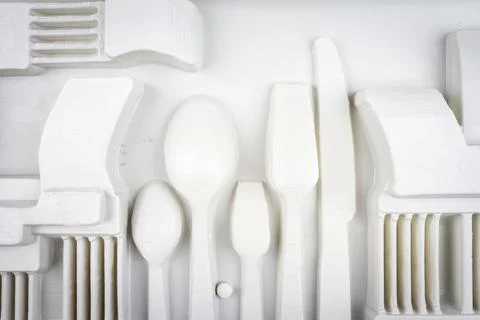 Close up of empty paper cutlery box Stock Photos