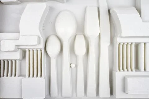 Close up of empty paper cutlery box Stock Photos