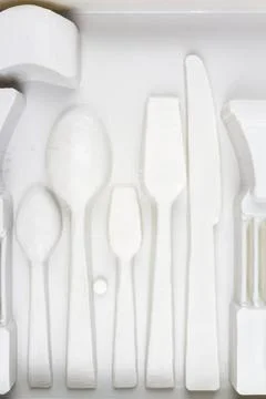 Close up of empty paper cutlery box Stock Photos