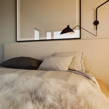 Close up on empty picture frame in bedroom Stock Illustration