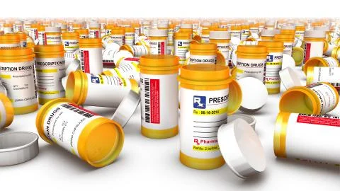 Close up of Empty Pill Bottles Foto stock