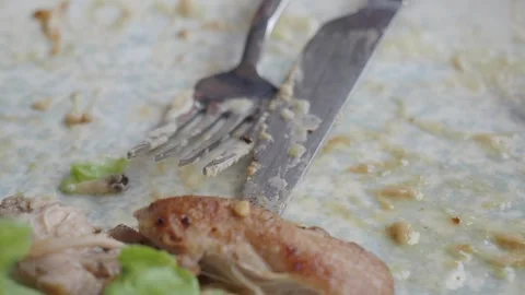 Close-up of empty plate after a delicious meal Stock Footage 316444437