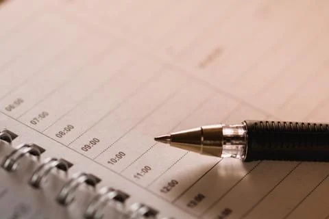 Close-up of empty schedule sheet for time management Stock Photos