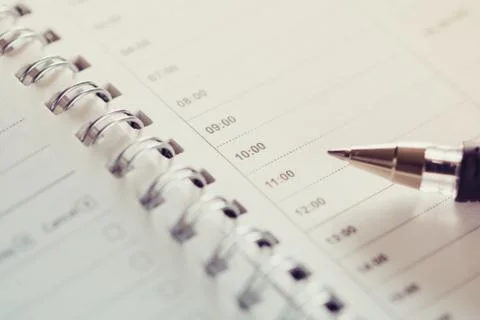 Close-up of empty schedule sheet for time management Stock Photos